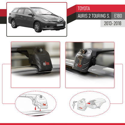Compatible avec Toyota Auris 2 (E180) Touring Sports 2013-2018 ACE-2 modèle Barres de Toit Railing Porte-Bagages de Voiture Noir Aluminium Barres