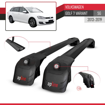 Compatible with Volkswagen Golf 7 (5G) Variant 2013-2019 ACE-2 Car Roof Rack Cross Bar Black Aluminium 2 Bars