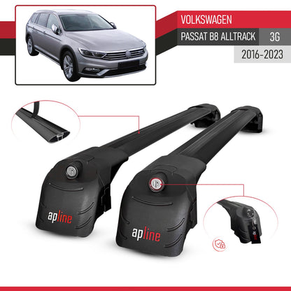 Compatible with Volkswagen Passat B8 (3G) Alltrack 2016-2023 ACE-2 Car Roof Rack Cross Bar Black Aluminium 2 Bars