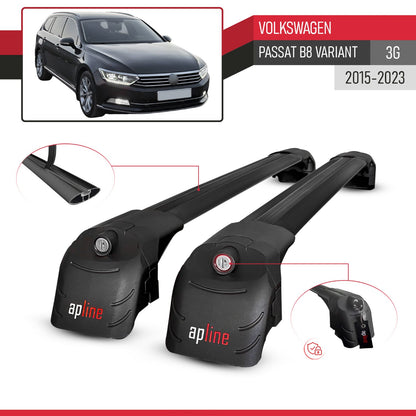 Compatible avec Volkswagen Passat B8 (3G) Variant 2015-2023 ACE-2 modèle Barres de Toit Railing Porte-Bagages de Voiture Noir Aluminium Barres