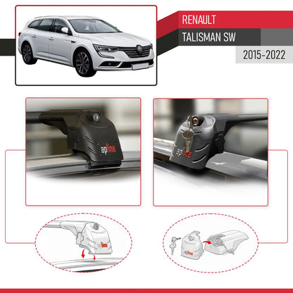 Compatible avec Renault Talisman SW 2015-2022 ACE-2 modèle Barres de Toit Railing Porte-Bagages de Voiture Noir Aluminium Barres