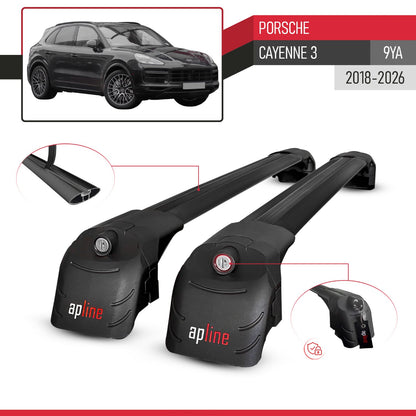 Compatible with Porsche Cayenne 3 (9YA) 2018-2025 ACE-2 Car Roof Rack Cross Bar Black Aluminium 2 Bars