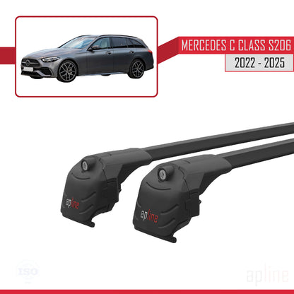 Compatible with Mercedes C Class 5 (S206) 2022-2025 ACE-2 Car Roof Rack Cross Bar Black Aluminium 2 Bars