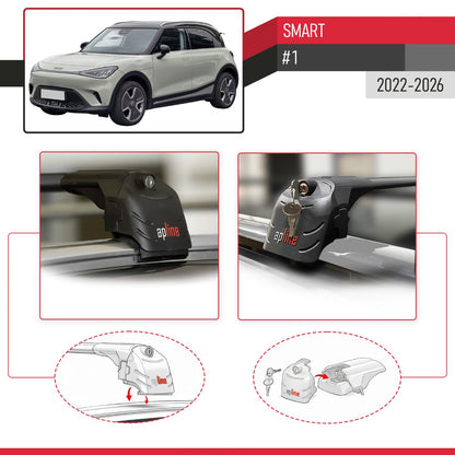 Compatible avec Smart #1 2022-2026 ACE-2 modèle Barres de Toit Railing Porte-Bagages de Voiture Noir Aluminium Barres