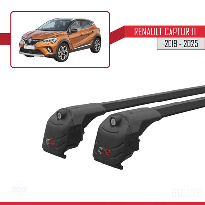 Compatible avec Renault Captur 2 2019-2025 ACE-2 Barres de Toit Railing Porte-Bagages de Voiture Noir Aluminium 2 Barres