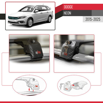 Compatible avec Dodge Neon 2015-2025 ACE-2 modèle Barres de Toit Railing Porte-Bagages de Voiture Noir Aluminium Barres
