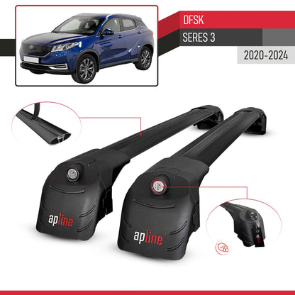 Compatible avec DFSK Seres 3 2020-2024 ACE-2 modèle Barres de Toit Railing Porte-Bagages de Voiture Noir Aluminium Barres