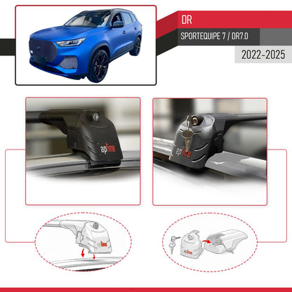 Compatible avec DR Sportequipe 7 DR7.0 2022-2025 ACE-2 modèle Barres de Toit Railing Porte-Bagages de Voiture Noir Aluminium Barres