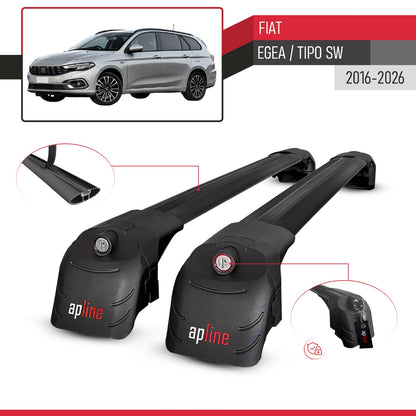 Compatible avec Fiat Egea Tipo SW 2016-2026 ACE-2 modèle Barres de Toit Railing Porte-Bagages de Voiture Noir Aluminium Barres