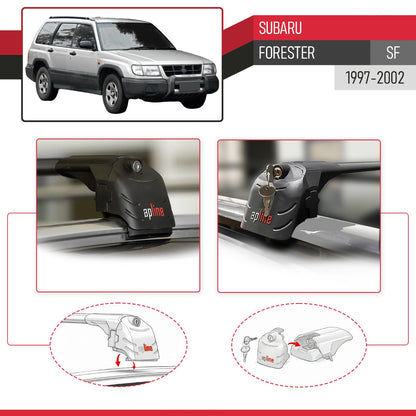 Compatible avec Subaru Forester (SF) 1997-2002 ACE-2 modèle Barres de Toit Railing Porte-Bagages de Voiture Noir Aluminium Barres