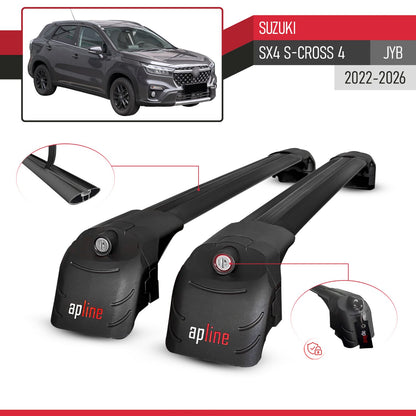 Compatible avec Suzuki SX4 S-Cross 4 (JYB) 2022-2026 ACE-2 modèle Barres de Toit Railing Porte-Bagages de Voiture Noir Aluminium Barres