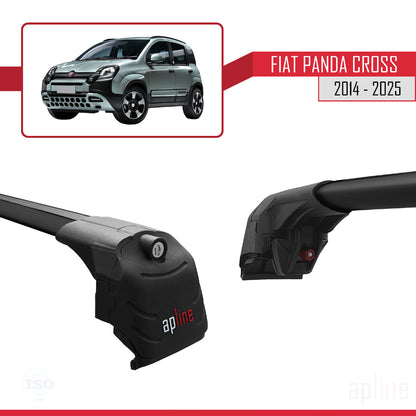 Compatible avec Fiat Panda Cross 2014-2025 ACE-2 Barres de Toit Railing Porte-Bagages de Voiture Noir Aluminium 2 Barres
