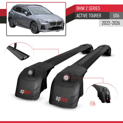 Compatible avec BMW 2 Series (U06) Active Tourer 2022-2026 ACE-2 modèle Barres de Toit Railing Porte-Bagages de Voiture Noir Aluminium Barres
