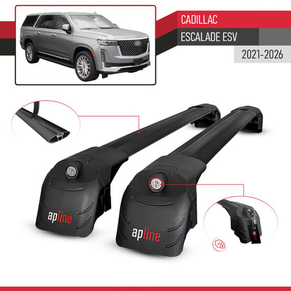 Compatible avec Cadillac Escalade ESV 2021-2026 ACE-2 modèle Barres de Toit Railing Porte-Bagages de Voiture Noir Aluminium Barres