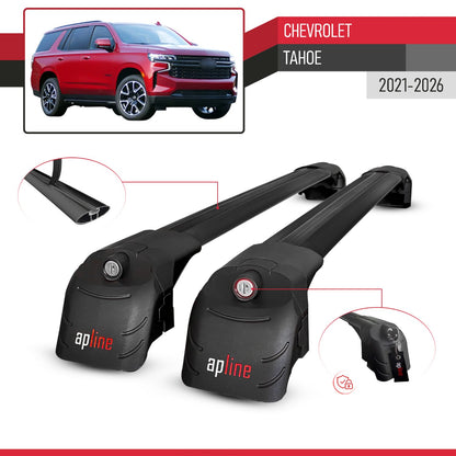 Compatible with Chevrolet Tahoe 2021-2024 ACE-2 Car Roof Rack Cross Bar Black Aluminium 2 Bars