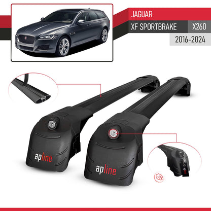 Compatible avec Jaguar XF Sportbrake (X260) 2016-2024 ACE-2 modèle Barres de Toit Railing Porte-Bagages de Voiture Noir Aluminium Barres