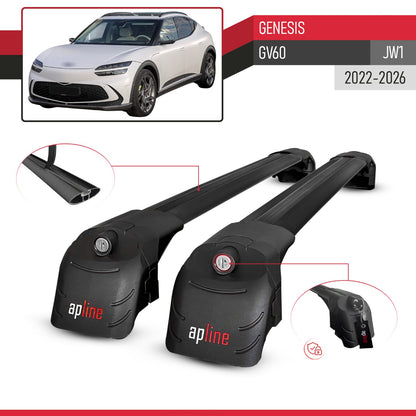 Compatible with Genesis GV60 2023-2024 ACE-2 Car Roof Rack Cross Bar Black Aluminium 2 Bars