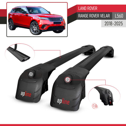 Compatible with Land Rover Range Rover Velar 2018-2024 ACE-2 Car Roof Rack Cross Bar Black Aluminium 2 Bars