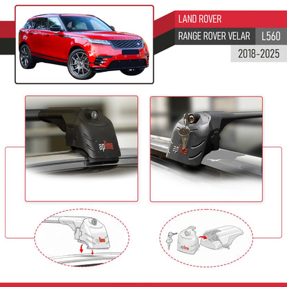 Compatible with Land Rover Range Rover Velar 2018-2024 ACE-2 Car Roof Rack Cross Bar Black Aluminium 2 Bars