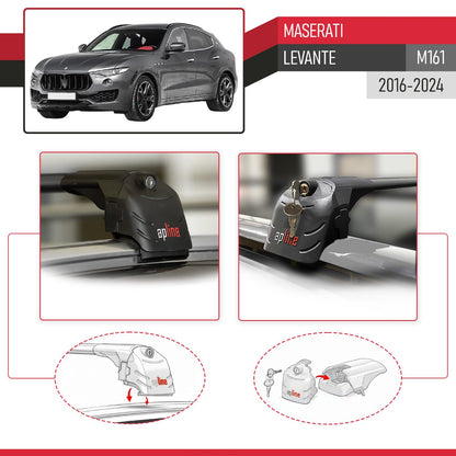 Compatible with Maserati Levante 2017-2024 ACE-2 Car Roof Rack Cross Bar Black Aluminium 2 Bars