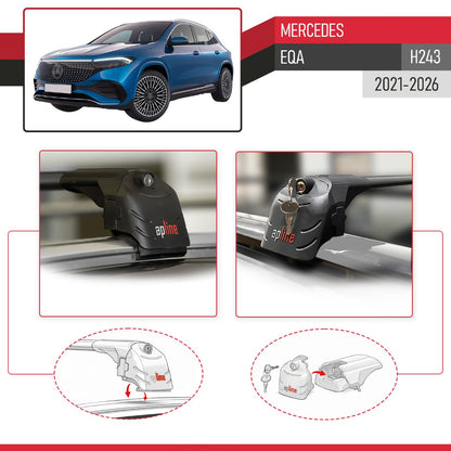 Compatible avec Mercedes EQA (H243) 2021-2026 ACE-2 modèle Barres de Toit Railing Porte-Bagages de Voiture Noir Aluminium Barres