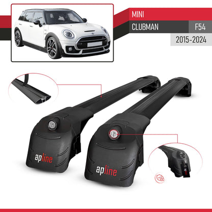 Compatible avec Mini Clubman (F54) 2015-2024 ACE-2 modèle Barres de Toit Railing Porte-Bagages de Voiture Noir Aluminium Barres