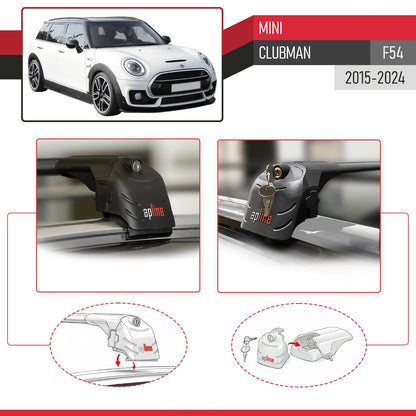 Compatible avec Mini Clubman (F54) 2015-2024 ACE-2 modèle Barres de Toit Railing Porte-Bagages de Voiture Noir Aluminium Barres