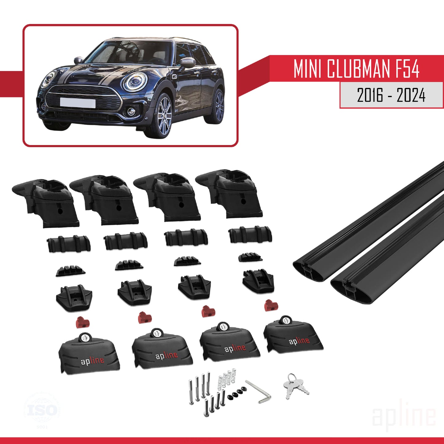 Compatible avec Mini Clubman F54 2016-2024 ACE-2 Barres de Toit Railing Porte-Bagages de Voiture Noir Aluminium 2 Barres