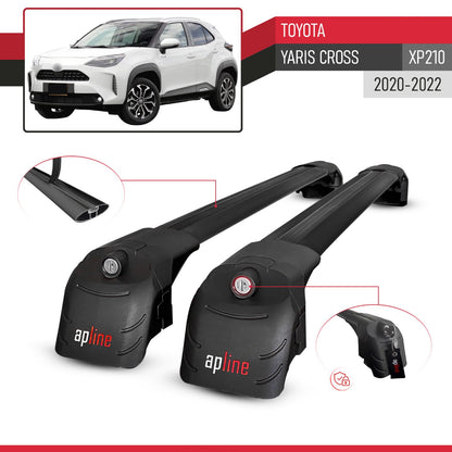 Compatible avec Toyota Yaris Cross (XP210) 2020-2022 ACE-2 modèle Barres de Toit Railing Porte-Bagages de Voiture Noir Aluminium Barres