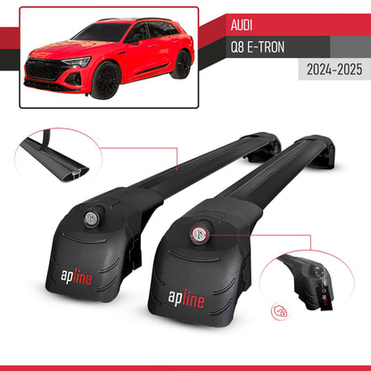 Compatible avec Audi Q8 e-Tron 2024-2025 ACE-2 modèle Barres de Toit Railing Porte-Bagages de Voiture Noir Aluminium Barres