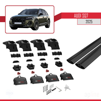 Compatible avec Audi SQ7 2024-2025 ACE-2 Barres de Toit Railing Porte-Bagages de Voiture Noir Aluminium 2 Barres