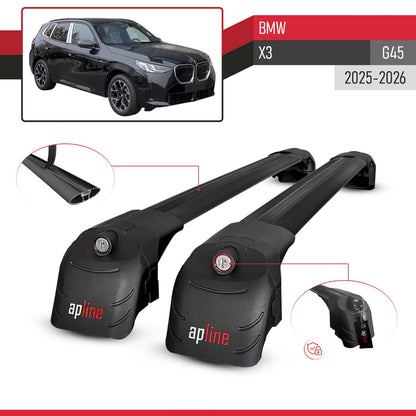 Compatible avec BMW X3 (G45) 2025-2026 ACE-2 modèle Barres de Toit Railing Porte-Bagages de Voiture Noir Aluminium Barres