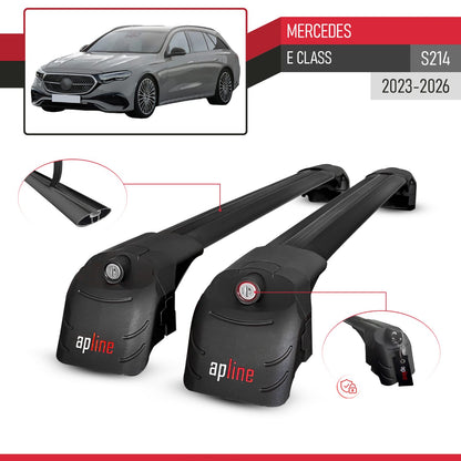 Compatible with Mercedes E-Class Estate 2021-2025 ACE-2 Car Roof Rack Cross Bar Black Aluminium 2 Bars