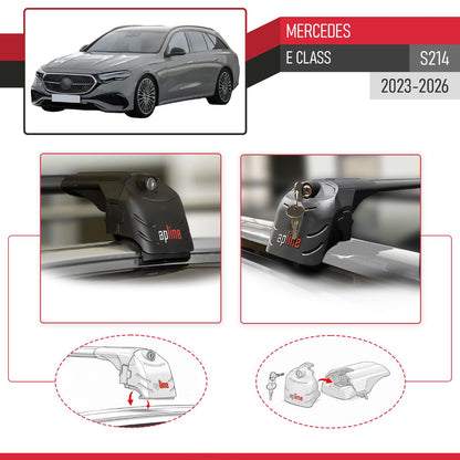 Compatible with Mercedes E-Class Estate 2021-2025 ACE-2 Car Roof Rack Cross Bar Black Aluminium 2 Bars