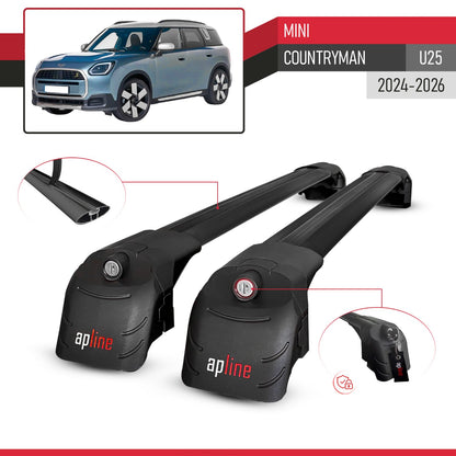 Compatible with Mini Countryman 2024-2025 ACE-2 Car Roof Rack Cross Bar Black Aluminium 2 Bars
