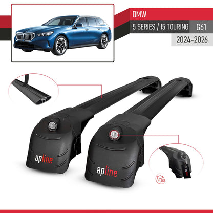 Compatible with BMW 5 Series / i5 G61 Touring 2024-2025 ACE-2 Car Roof Rack Cross Bar Black Aluminium 2 Bars