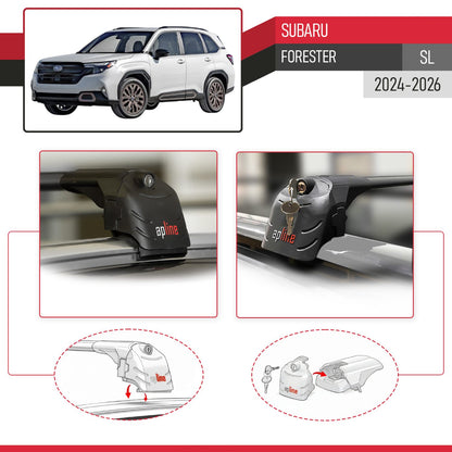 Compatible with Subaru Forester 2024-2025 ACE-2 Car Roof Rack Cross Bar Black Aluminium 2 Bars