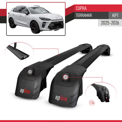 Compatible avec Cupra Terramar (KP1) 2025-2026 ACE-2 modèle Barres de Toit Railing Porte-Bagages de Voiture Noir Aluminium Barres