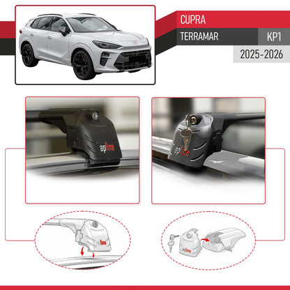 Compatible avec Cupra Terramar (KP1) 2025-2026 ACE-2 modèle Barres de Toit Railing Porte-Bagages de Voiture Noir Aluminium Barres