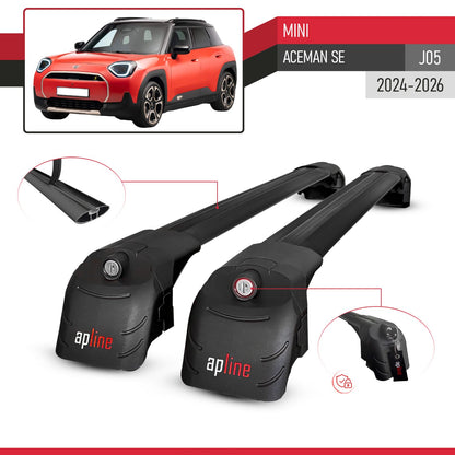Compatible avec Mini Aceman SE (J05) 2024-2026 ACE-2 modèle Barres de Toit Railing Porte-Bagages de Voiture Noir Aluminium Barres
