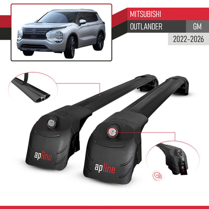 Compatible avec Mitsubishi Outlander (GM) 2022-2026 ACE-2 modèle Barres de Toit Railing Porte-Bagages de Voiture Noir Aluminium Barres