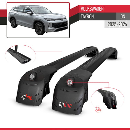 Compatible avec Volkswagen Tayron (DN) 2025-2026 ACE-2 modèle Barres de Toit Railing Porte-Bagages de Voiture Noir Aluminium Barres
