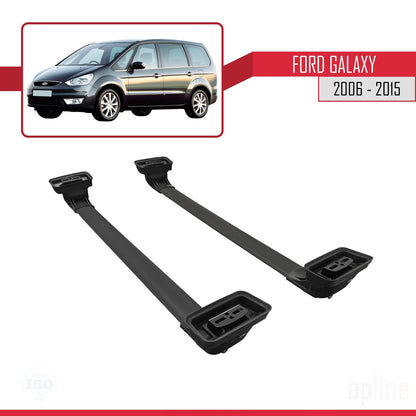 Compatible avec Ford Galaxy (MK3) 2006-2015 ACE-3 Barres de Toit Railing Porte-Bagages de Voiture Noir Aluminium 2 Barres