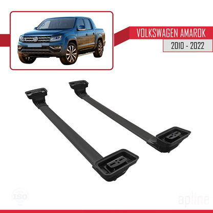 Compatible avec Volkswagen Amarok 2010-2022 ACE-3 Barres de Toit Railing Porte-Bagages de Voiture Noir Aluminium 2 Barres