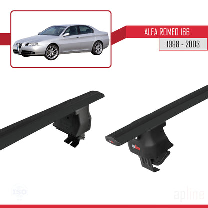 Compatible avec Alfa Romeo 166 (T936) Pre-Facelift 1998-2003 ACE-4 Barres de Toit Railing Porte-Bagages de Voiture Noir Aluminium 2 Barres