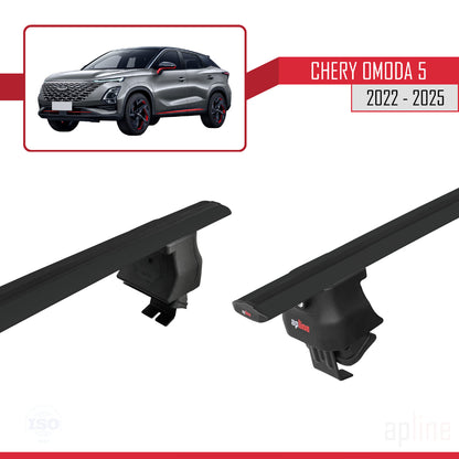 Compatible avec Chery Omoda 5 2023-2025 ACE-4 Barres de Toit Railing Porte-Bagages de Voiture Noir Aluminium 2 Barres