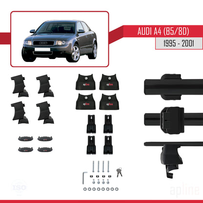 Compatible avec A4 (B5) 1995-2001 ACE-4 Barres de Toit Railing Porte-Bagages de Voiture Noir Aluminium 2 Barres