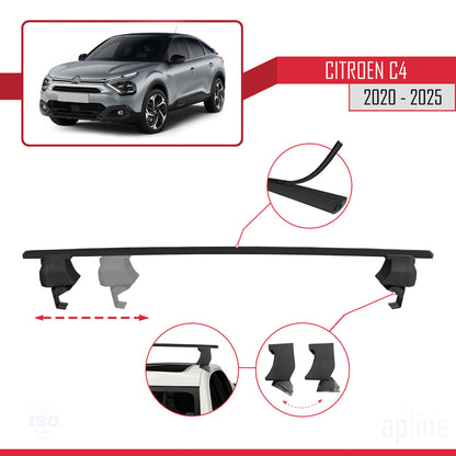 Compatible avec Citroen C4 III (C41) 2020-2025 ACE-4 Barres de Toit Railing Porte-Bagages de Voiture Noir Aluminium 2 Barres