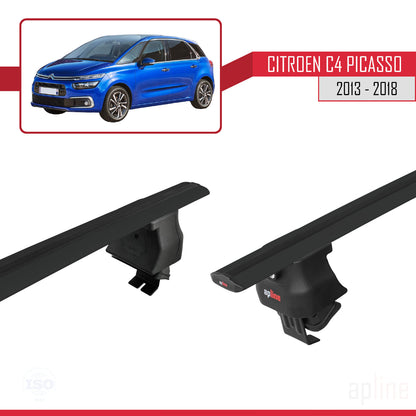 Compatible avec Citroen C4 Picasso 2 2013-2018 ACE-4 Barres de Toit Railing Porte-Bagages de Voiture Noir Aluminium 2 Barres