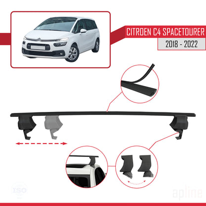 Compatible with Citroen C4 Spacetourer 2018-2022 ACE-4 Car Roof Rack Cross Bar Black Aluminium 2 Bars